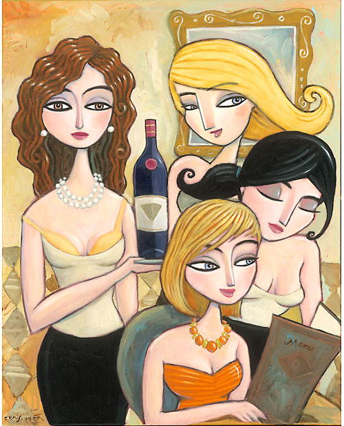 charles kaufman, women, art, painting, figurative,,wine