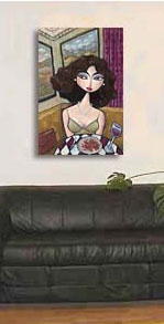 charles kaufman, painting, art,woman,figurative,brush strokes,dinner