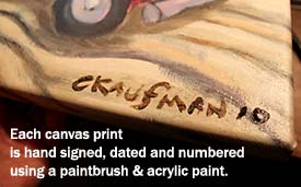 Jeder Gicl&eacute;e-Druck auf Leinwand ist von Hand signiert, datiert und nummeriert mit einem Pinsel und Acrylfarbe . 