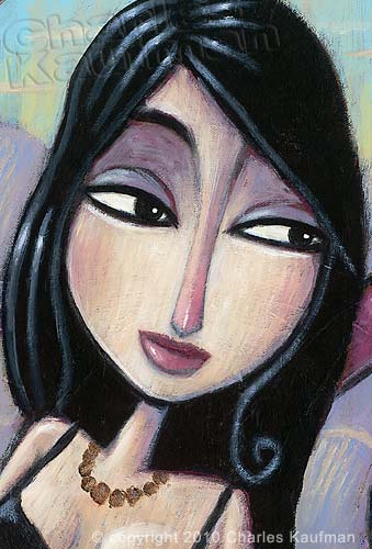 charles kaufman, painting, art,woman,figurative,seahorse,volcano