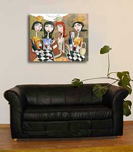 Art and Paintings by Charles Kaufman-"Four Women in a Restaurant"
