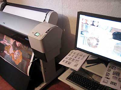 In my art studio I have a large-format Epson printer and computer where I do all the digital work on the prints.