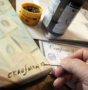 Each print is handsigned and numbered by Charles Kaufman with a paintbrush and acrylic paints.