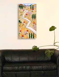 Italy,Charles Kaufman Original Art: Colorful Landscape Paintings - Tuscany Landscape