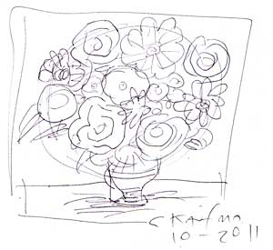 Colorful art and Paintings by Charles Kaufman-"Two Bouquets of Flowers"