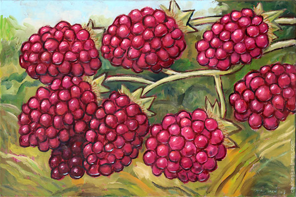 charles kaufman, painting, art,berries,red