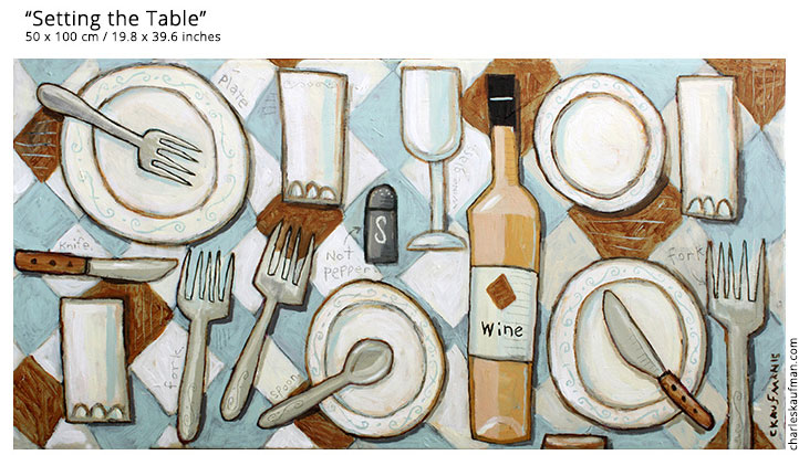 charles kaufman, painting, art,table