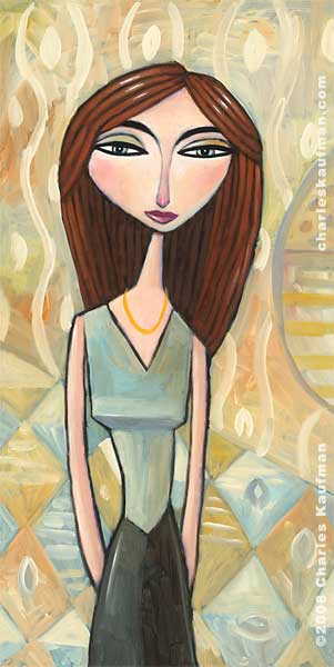 woman,art,painting,Kaufman,Art and Paintings by Charles Kaufman - Backstage,fashion