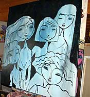 Art and Paintings by Charles Kaufman - Five Black Dresses.