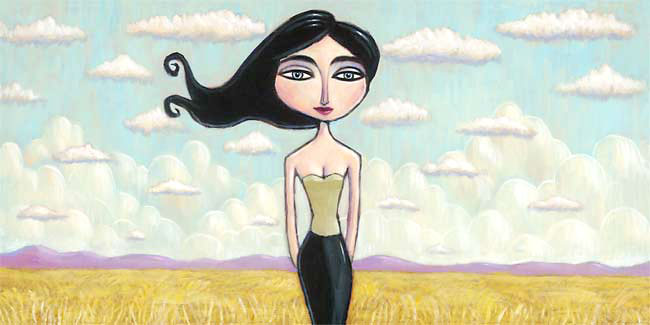 In a Field in France,charles kaufman,art,painting,woman, field, france