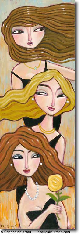 charles kaufman, painting, art,woman,figurative,side glances