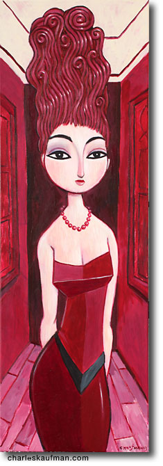 charles kaufman, painting, art,woman,figurative, woman in red