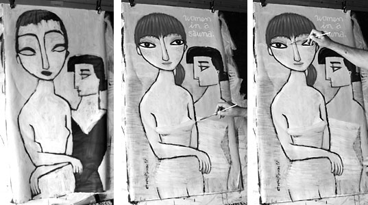  Figurative Art and Paintings by Charles Kaufman "Women in a Sauna"