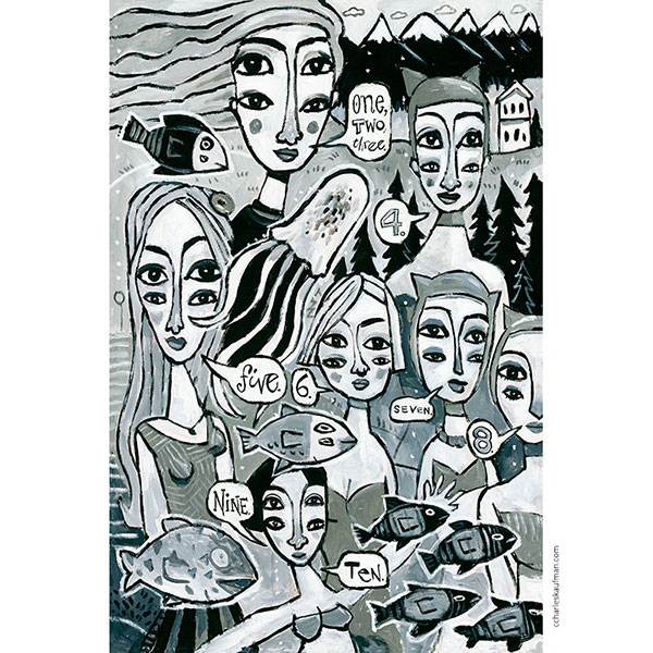 "seven friends" Figurative art by Charles Kaufman